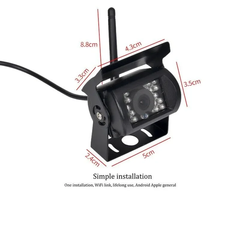 Bileeko WiFi Wireless Backup Camera 1080P HD IR Night Vision IP68 Waterproof 12-24V Rear View CCTV System for Car/Truck/RV/Trail