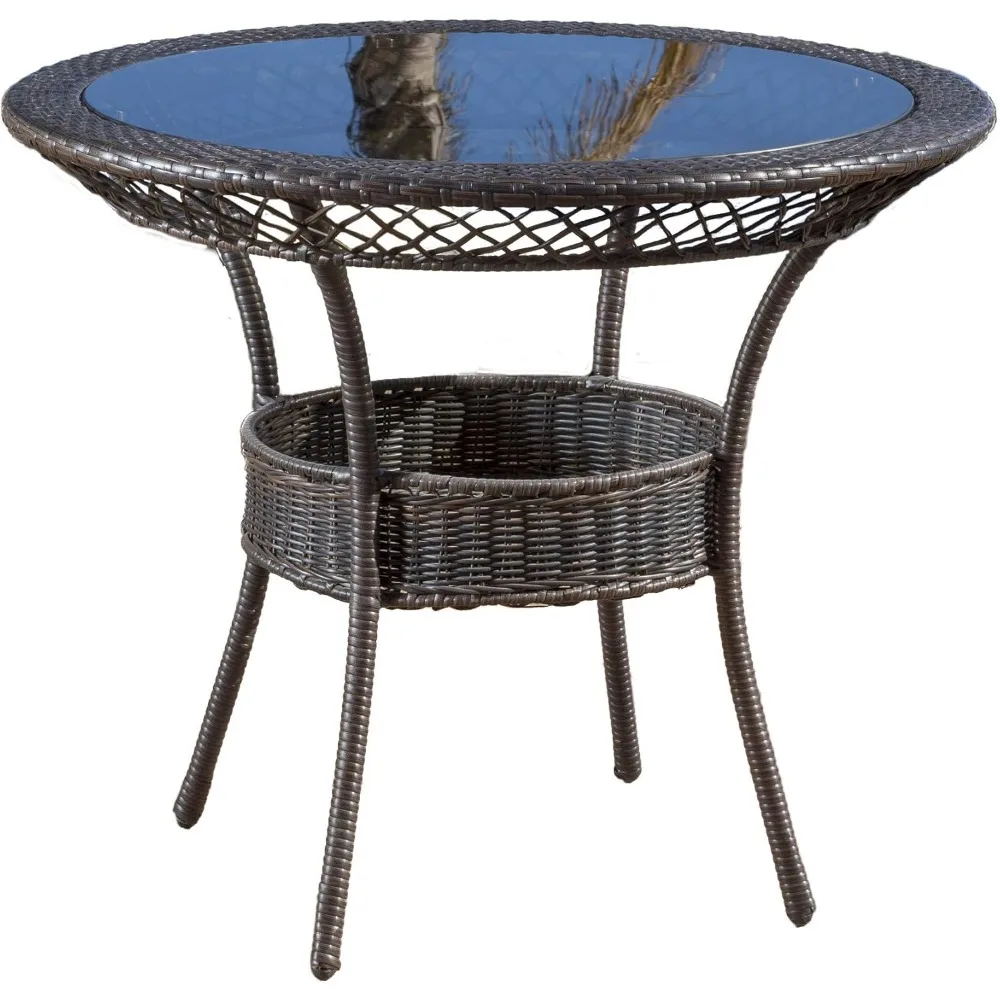 

Figi PE 34" Glass Table, Multibrown