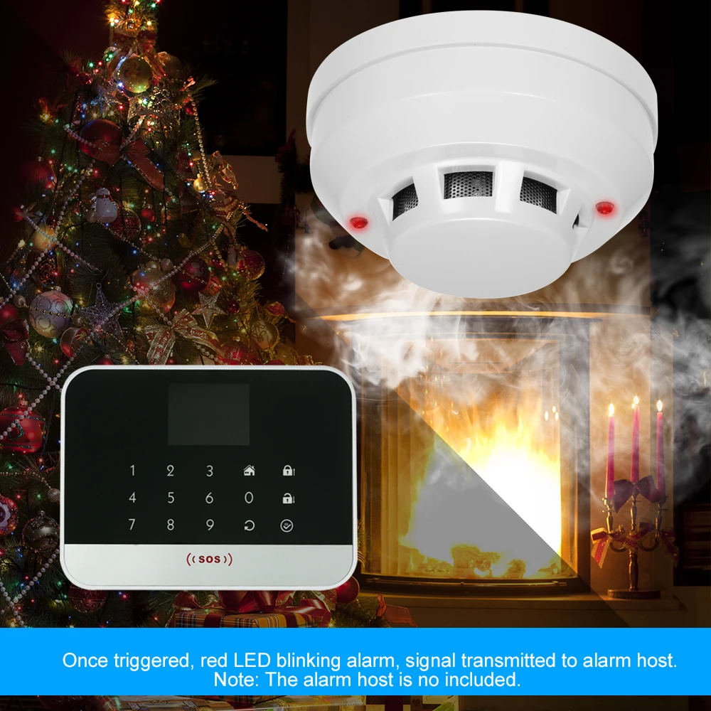 Wired Photoelectric Smoke Detector High Sensitive Smoke Alarm Sensor Fire Alert Protection Anti Burning Connect to Wired Zone