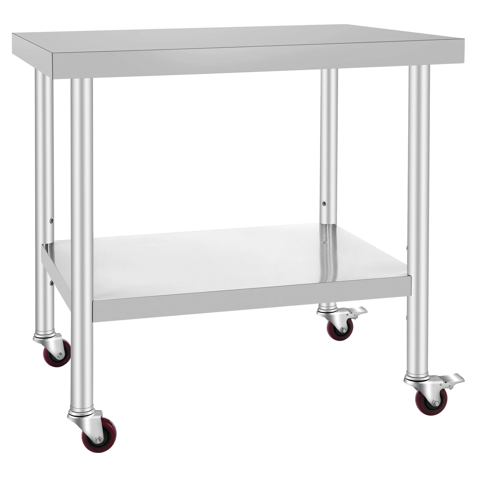 VEVOR Arbeitstisch 91 x 76 x 82 cm Edelstahl Catering Arbeitstisch etwas 100 kg für Belastbarkeit Lebensmittel Zubereitungstisch Gewerbliche Arbeitstisch für Küche Bar Restaurantar 4 verstellbare Füße