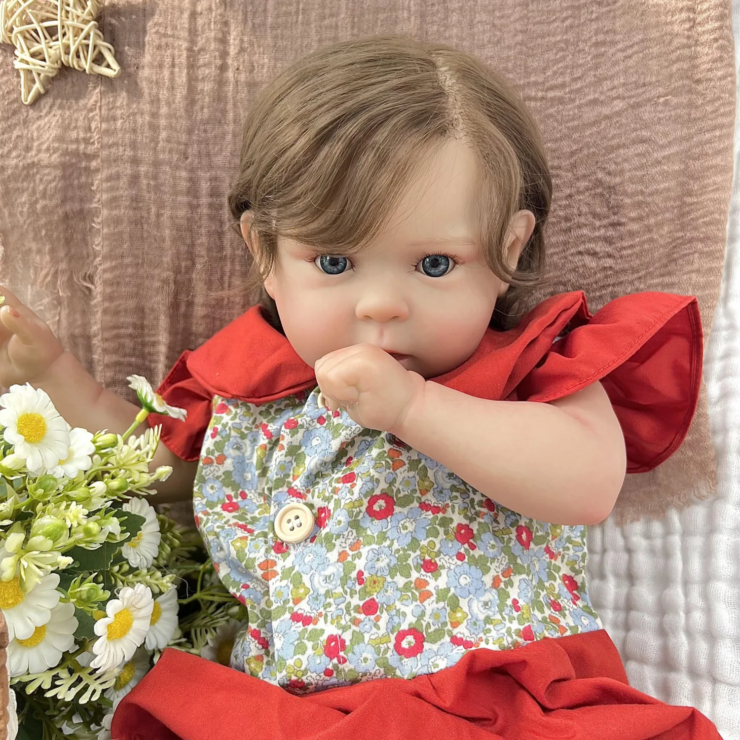 BZDOLL 48CM 19inch Reborn Baby Doll Cloth Body 3D Lifelike Skin Handmade Princess Toddler Fashion Birthday Gift for Girls