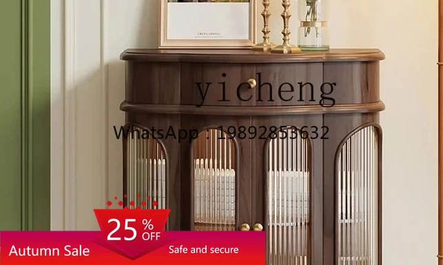 

medieval solid wood wine cabinet corridor entrance cabinet cream light luxury retro entrance side cabinet