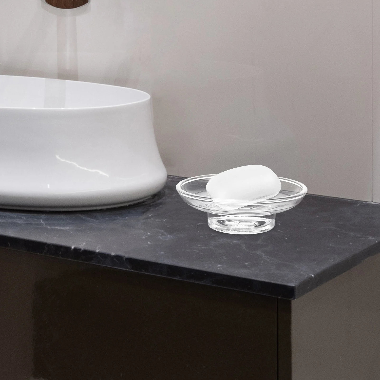 

2pcs Clear Glass Dish Round Heavy Transparent Bar Holder For Bathroom Kitchen Self Draining Easy Clean Storage Container Oval