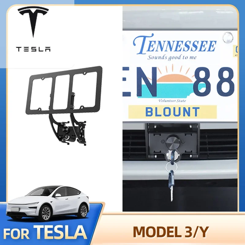 

Для Tesla Model Y Model 3 2020-2025 алюминиевая рамка номерного знака с вертикальным замком, противоугонная американская стандартная наклейка для автомобиля