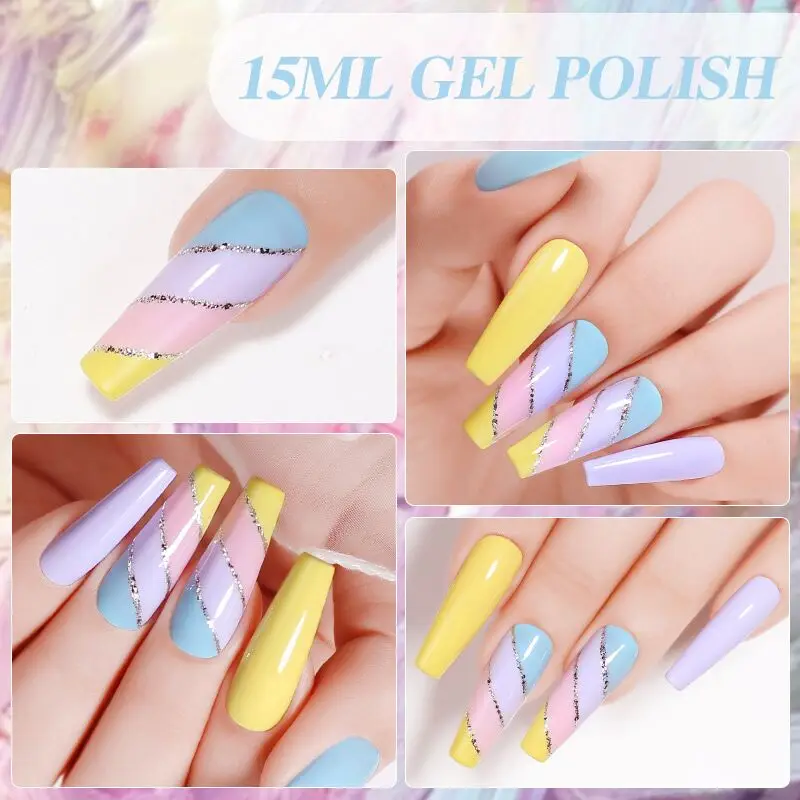 NAILCO 15ml Macaron Nail Gel Polish Spring Summer Pink Purple Semi Permanent Nail Art Manicure Soak Off LED UV Nail Varnishes