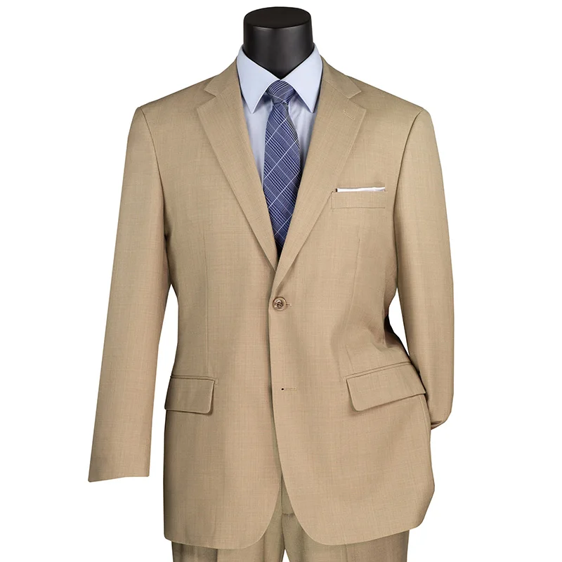 

Men's Beige Suits Linen Business Pantsuits One Button Classic Style Blazer Jacket with Trousers 2 Piece Regular Fit