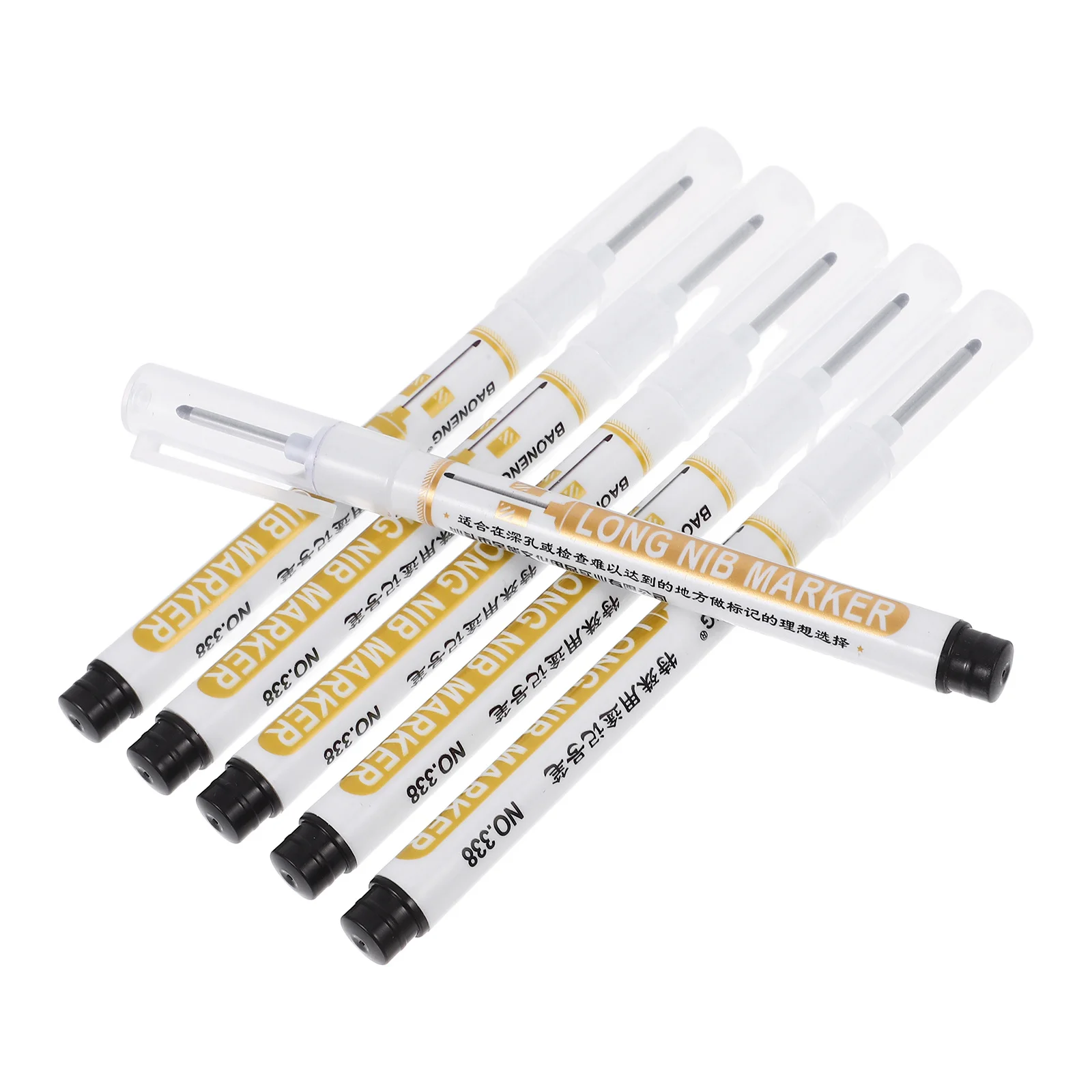 

6Pcs Woodworking Marker Pen Long Tip Oil-Based Deep Hole Marking Tool for Construction Carpentry Precision DIY Projects