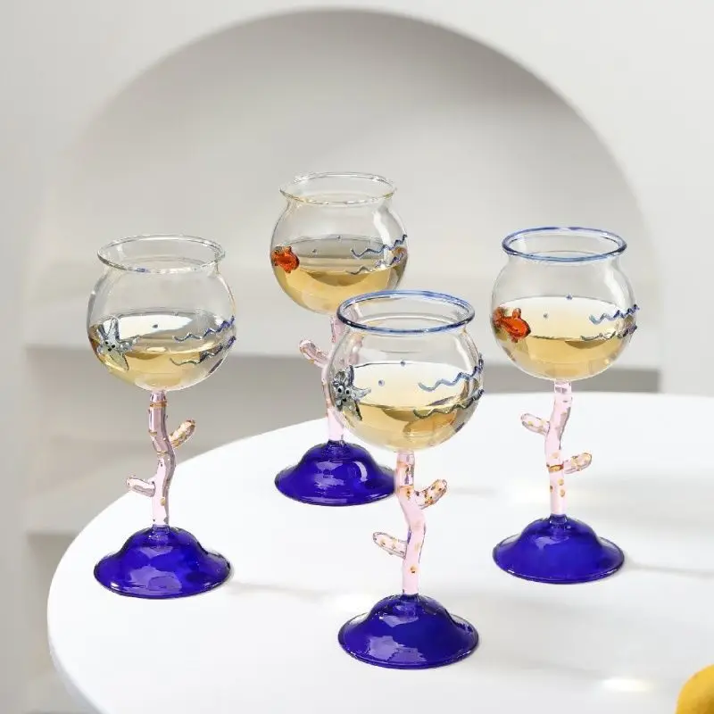 

Маленькая рыбка, морская звезда, 3D декоративный бокал для вина, слегка типси, элитный коктейльный бокал для леди, креативный дизайн чашки в форме коралла