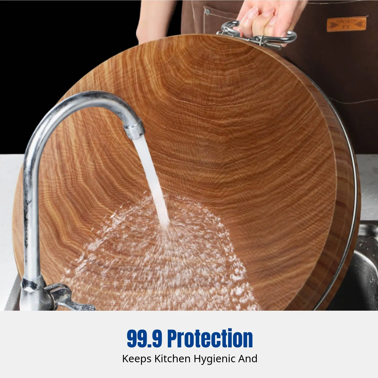 

Rosewood Ironwood Cutting Board, Antibacterial Hardwood, Kitchen Round Butcher Block