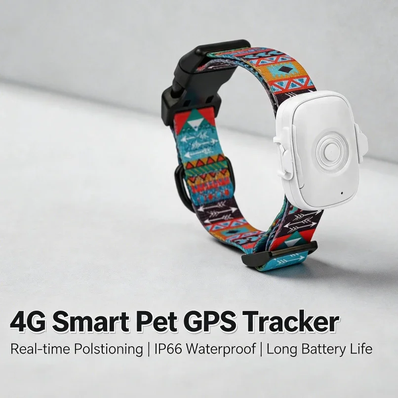 4G Pet GPS Tracker for Dogs Cats No Subscription Fee IP66 Waterproof Real Time Location Mobile App