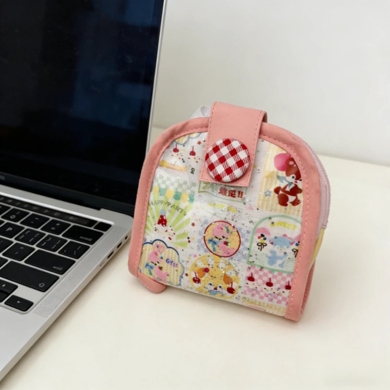 Portable Storage Bag Cute Summer Dopamine Coin Purse New Cartoon Mini Multi Layer Card Holder Portable Small Storage Pouch Gift