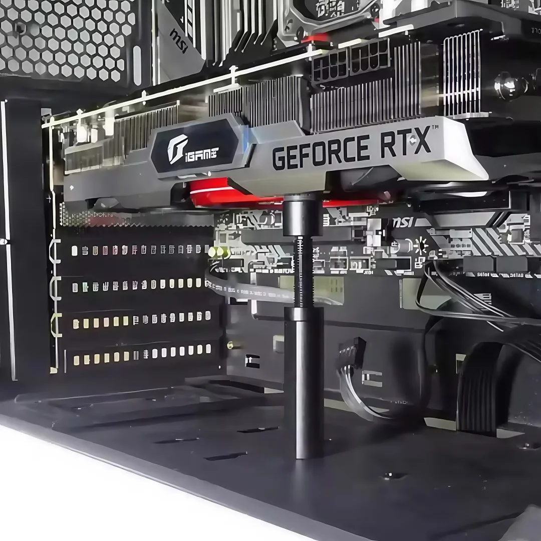 CX FUTRUE 그래픽 카드 GPU 브래킷, 알루미늄 합금 소재, 수직 확장형 회전 브래킷, 하단 자기 브래킷.