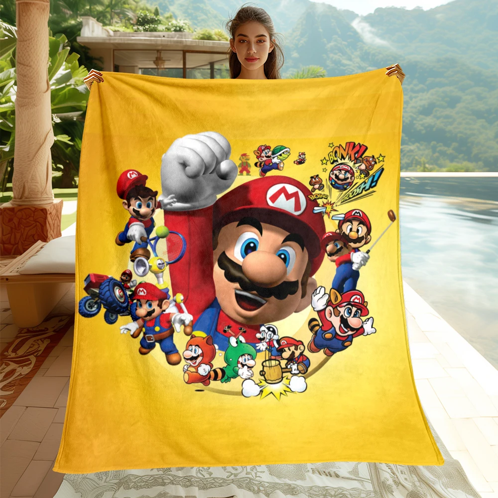 Super Mario Game HD Printed Flannel Thin Blanket.Four Season Blanket.for Sofa,bed,living Rooms,travel Picnic Blanket Gifts