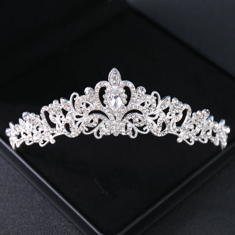 Silver Color Crystal Bridal Tiaras And Crowns Rhinestone Prom Princess Crown Tiara For Women Wedding Hair Accessories Jewelry