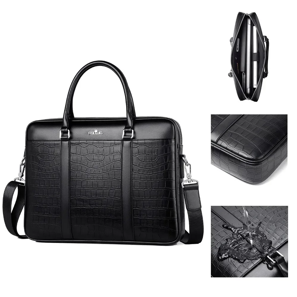 DUTRIEUX Business Leather Men Briefcase For Husband Shoulder Bag Man 14\