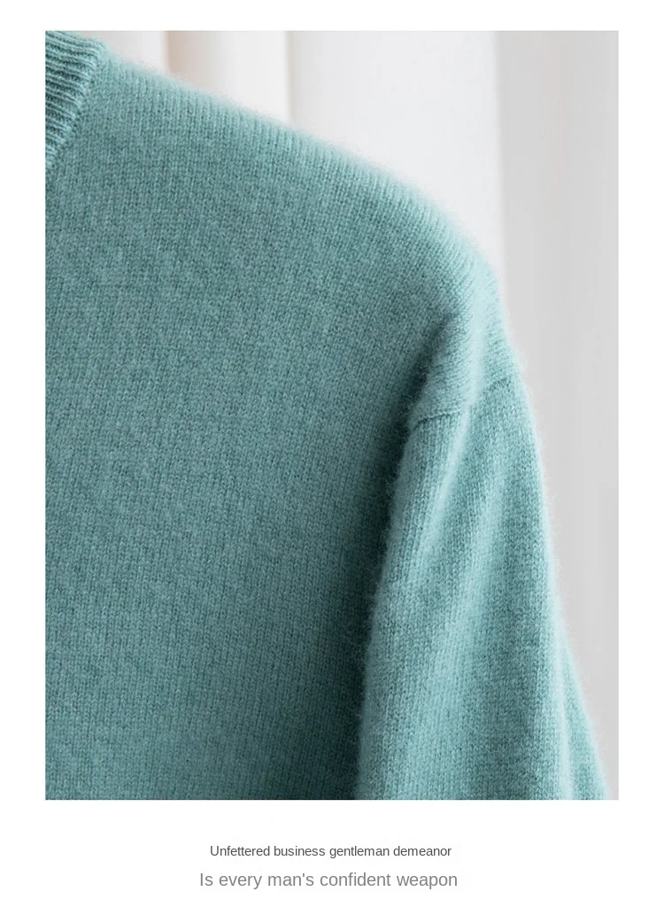 100% reiner Merinowollpullover für Herren, V-Ausschnitt, Strickpullover, große Größen, Kaschmir, Herbst/Winter, neuer Langarmpullover, hochwertige Oberteile – Detail 22