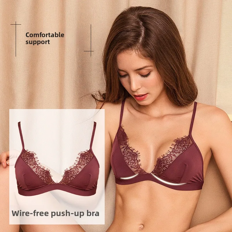 Sexy Lace Women's Underwear Adjustable Breathable No Pad Club V-Neck Micro Translucent Bras Chinese Brand Full Stage Girl