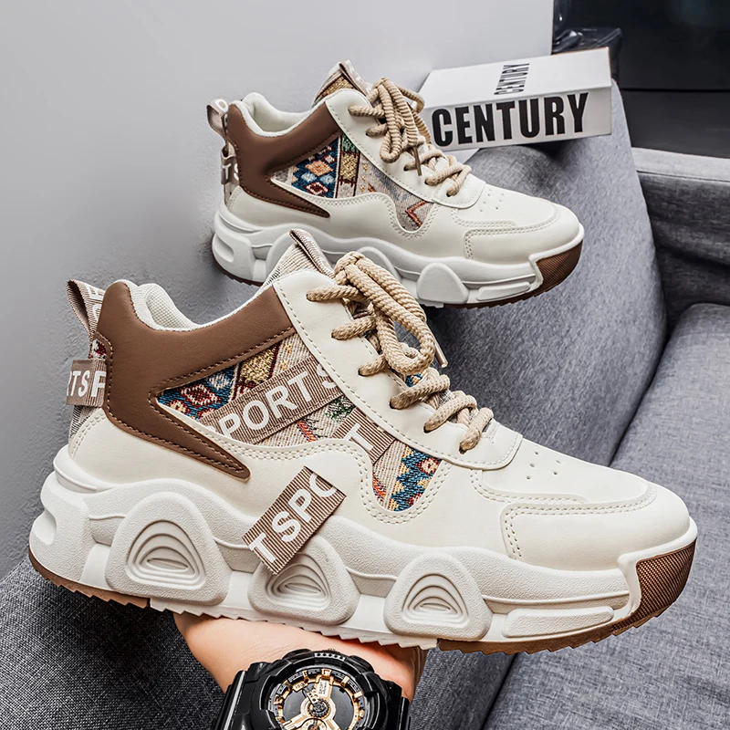 

Fall 2026 High-Top Breathable Casual Men's Shoes Versatile Running Dad Sneakers Thick Bottom Anti-Slip Sports Shoes for Teens