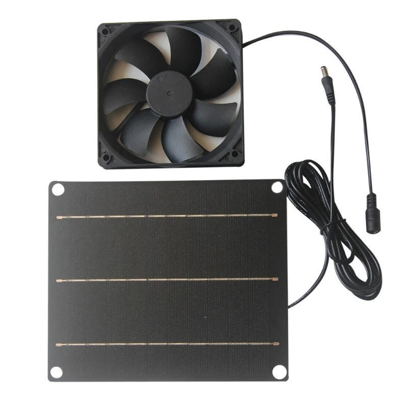 1 Set 6W Solar Charging Board 120mm Fan with 3.0M Cable Length for Pet Chicken Ventilation Solar Panel Plate