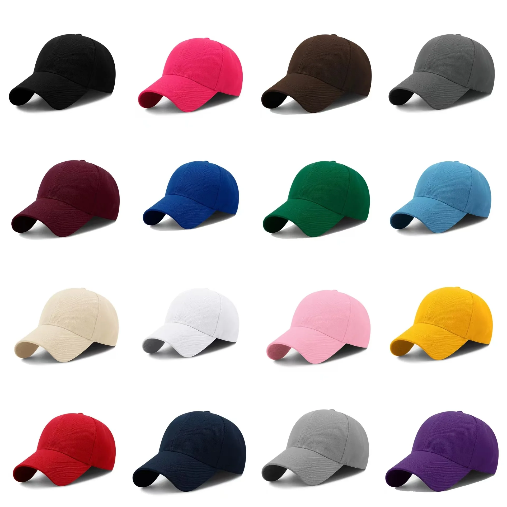 Unisex Baseball Cap Solid Color 6 Panel Sun Hat for Men & Women Outdoor Sunshade for Hiking, Golf, Travel & Daily Use Group