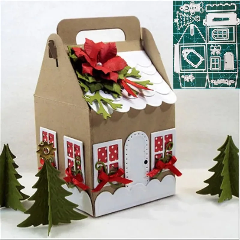 Marco de caja de regalo de Navidad, plantillas de troqueles de corte de Metal para álbum de recortes, sellos/álbum de fotos, grabado decorativo, tarjetas de papel DIY