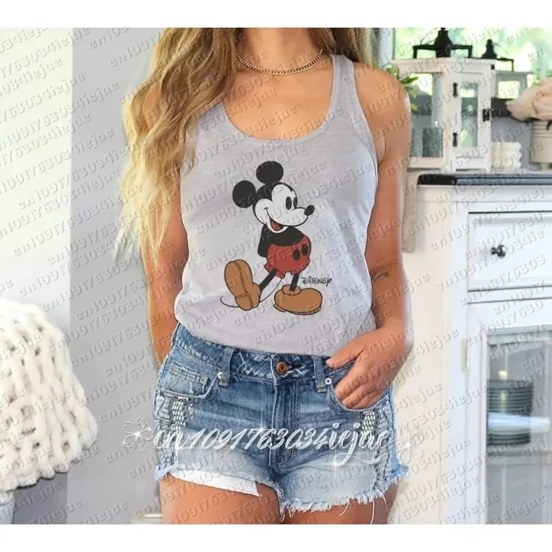 2026 Summer Vintage Mickey Mouse Print Clothing O-neck Men and Women Tops Oversized Vest Loose Male Streetwear Mens view 3