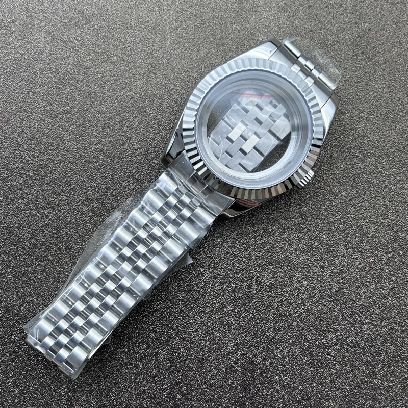 อุปกรณ์ตกแต่งนาฬิกาสำหรับตัวเรือนนาฬิกาแบบ Dog Teeth Ring Log ขนาด 36/39 มม. ตัวเรือนและสายสแตนเลสสำหรับกลไก NH35/36