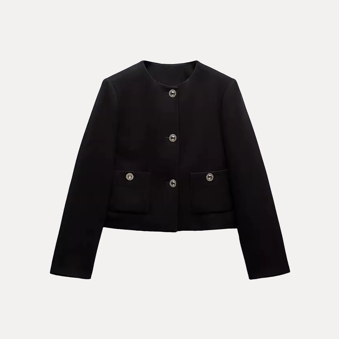 Faionable ort Jaet pour femmes automne 2025 bouton doré Stand Fit manteau pour femme Long Sve rond Ne fermeture à glissière