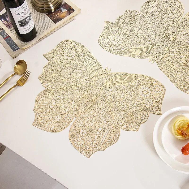 6/4pcs Butterfly Shape Placemat PVC Non-slip Heat Insulation Placemat European Home Creative Dining Table Decoration Table Mat