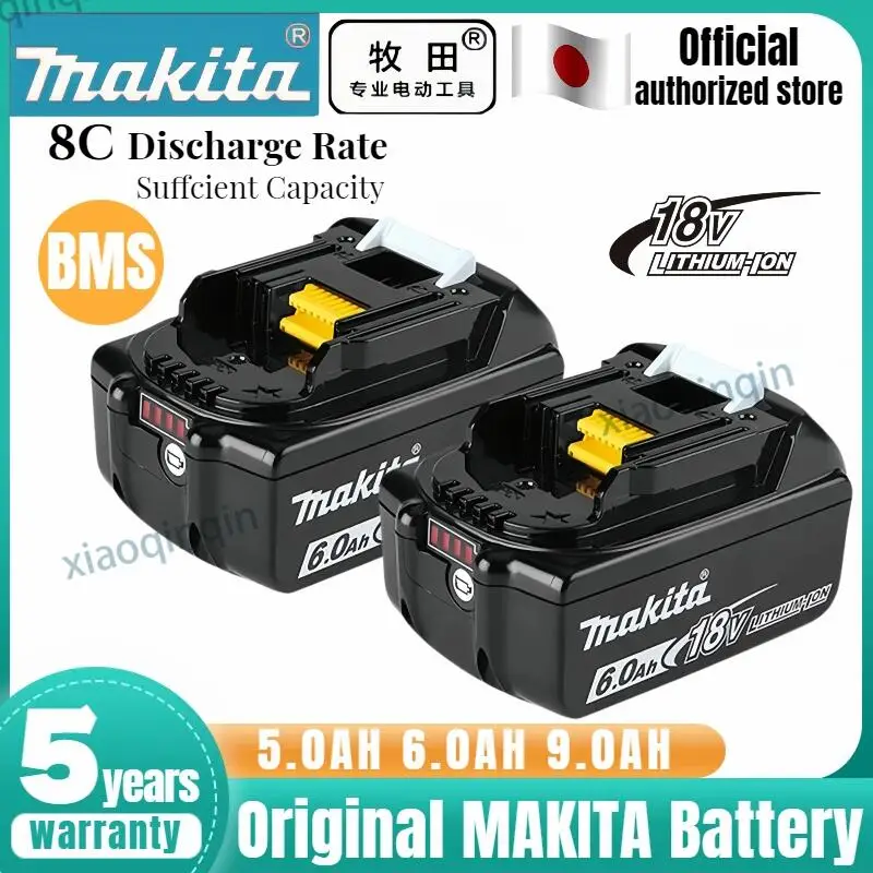 

Original Makita 18V 6.0Ah Powerful rechargeable battery for Makita 18V power tools DDF487 DGA404 DTW700 Battery Replacement