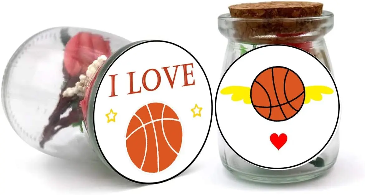 Basketballabels Stickers, 1,5 inch Ronde Basketbal Sport Feestartikelen Decoraties Tas Gunsten Stickers