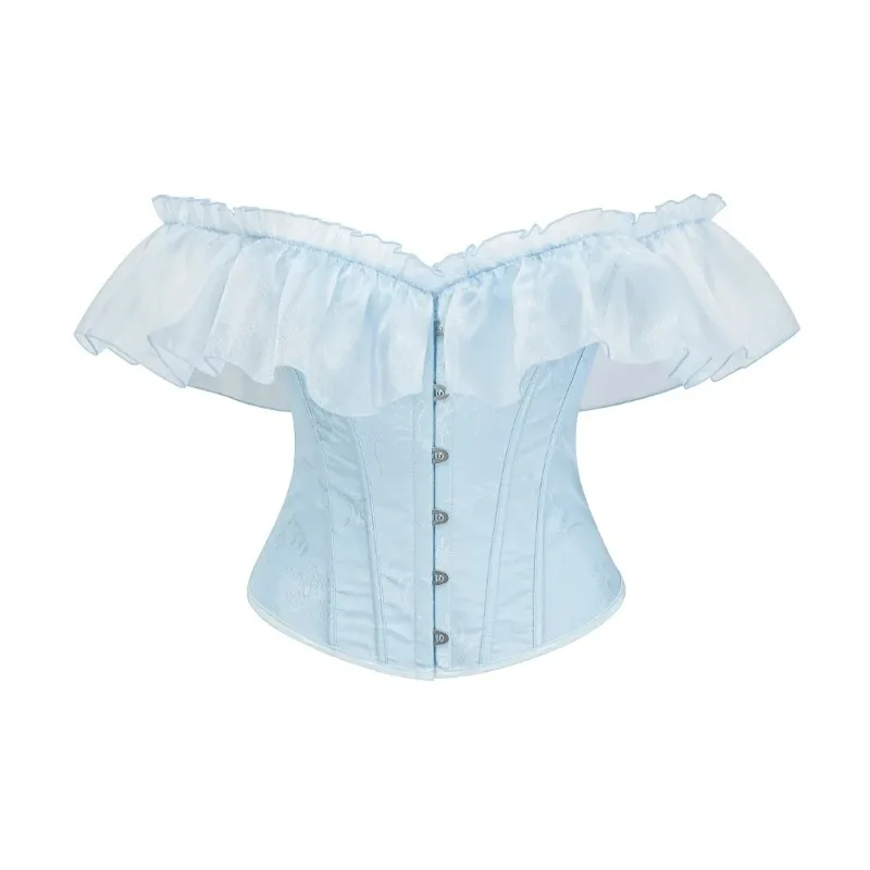 

Корсет с открытыми плечами, сексуальные готические корсеты и бюстье, корсеты с завышенной талией, тренажер с оборками, женский топ с короткими рукавами