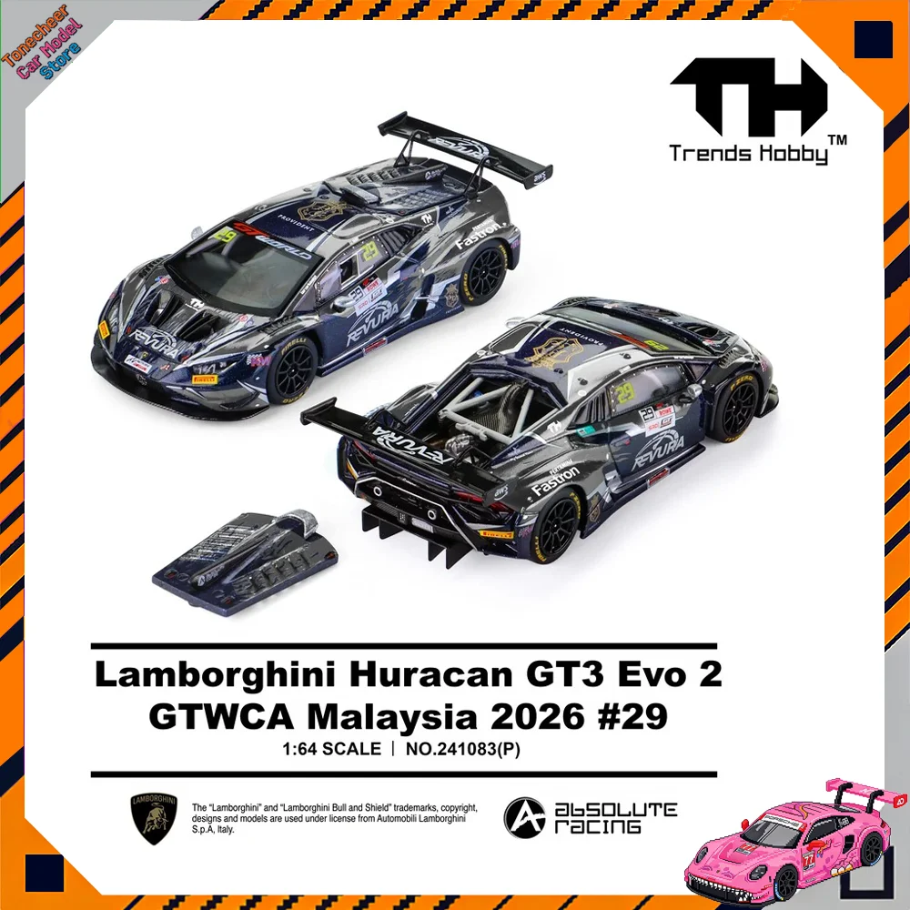 Trends Hobby TH 1:64 Scale Lamborghini Huracan GT3 Evo 2 GTWCA Malaysia 2026 #29 Urus Performante Car Alloy Diecast Model Toys