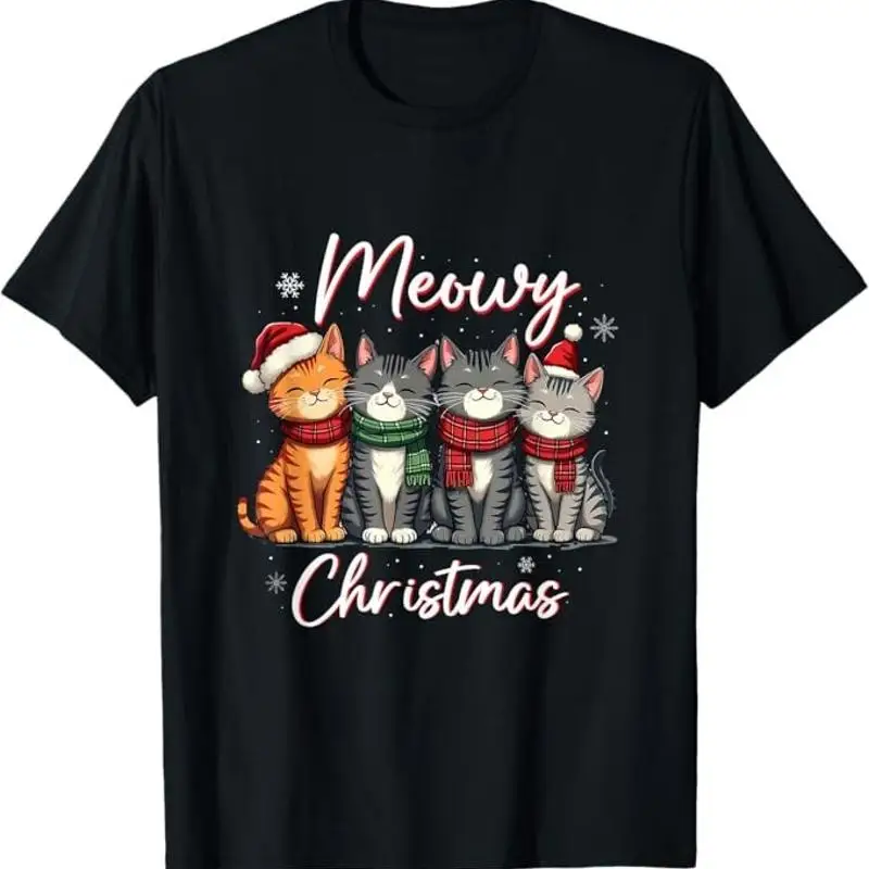 

Meowy Christmas Cute Kitten Cat Lover Funny Festive Holidays T Shirt