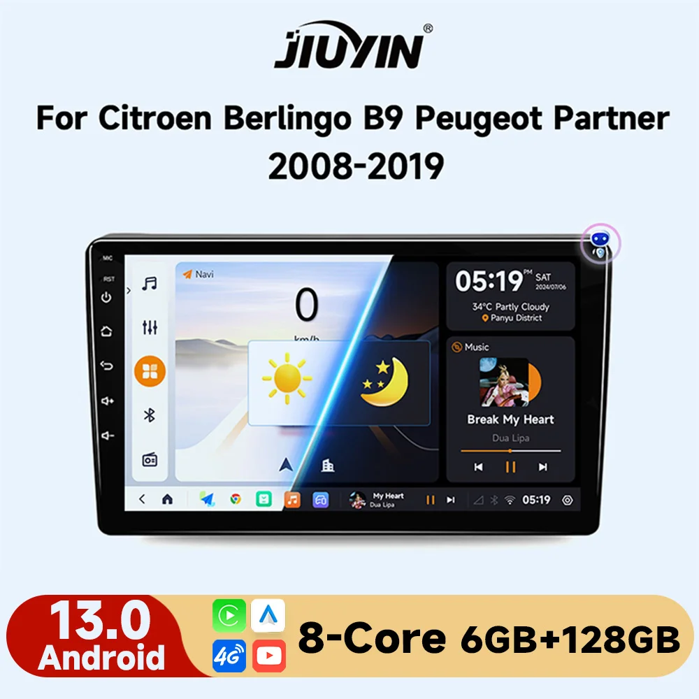 

JIUYIN For Citroen Berlingo B9 Peugeot Partner 2008-2019 Android 13 Car Radio Multimedia Navigation 2 din Auto CarPlay Stereo