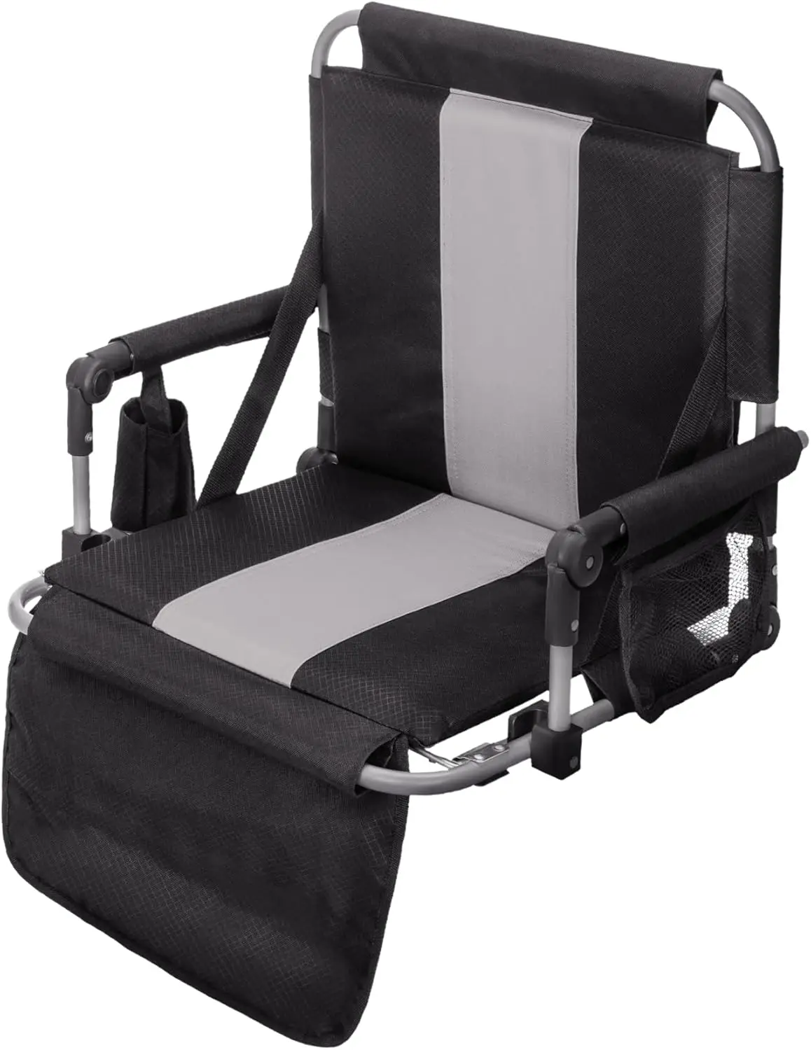 Portable Stadium Seat with Armrest, Cup Holder, Mesh Bag, Hidden Hooks for Bleachers Outdoor Floor Folding Chair