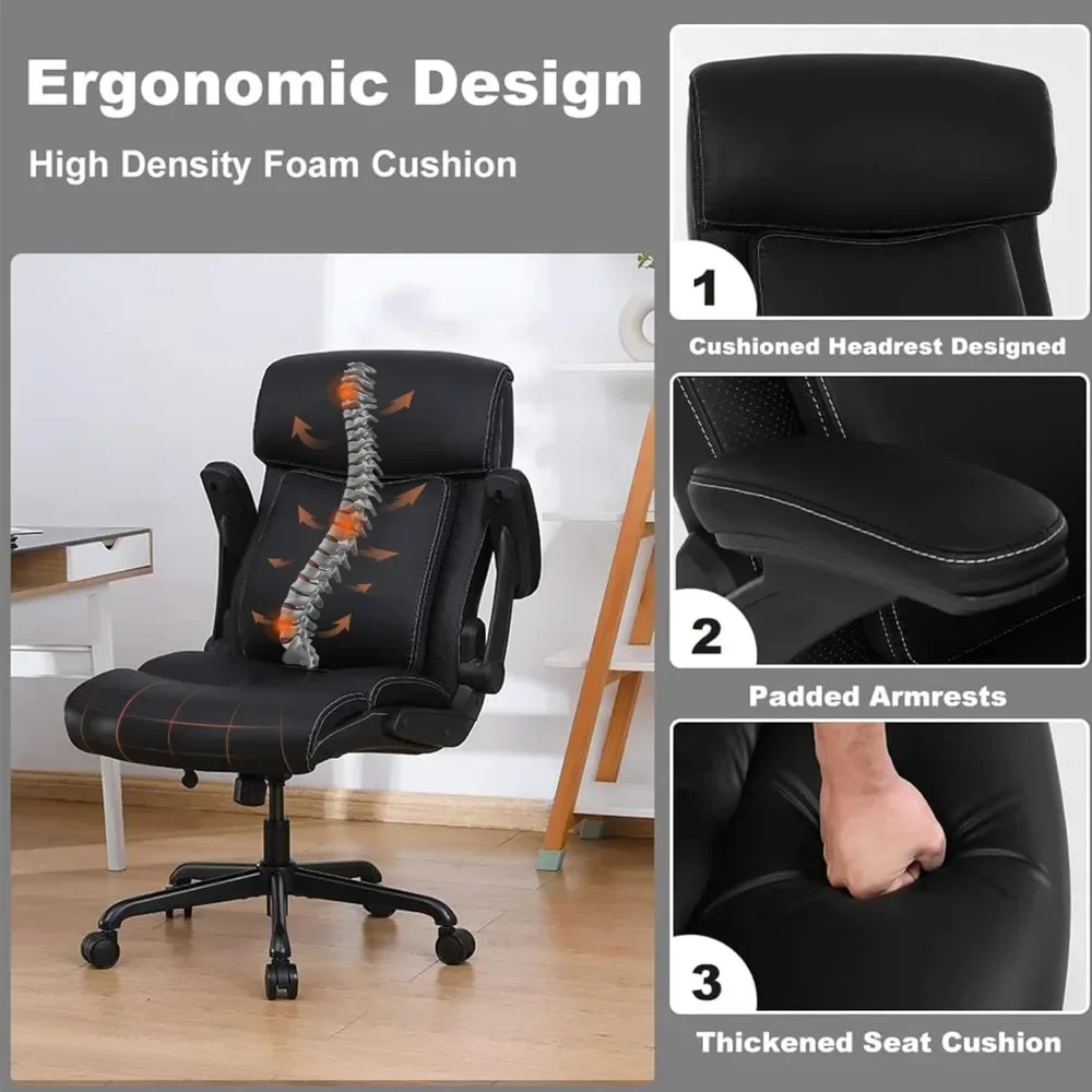 Chaise de Bureau Ergonomique en Cuir à Dossier Haut, Grande et Haute, 500 Artériel, pour RapPeople