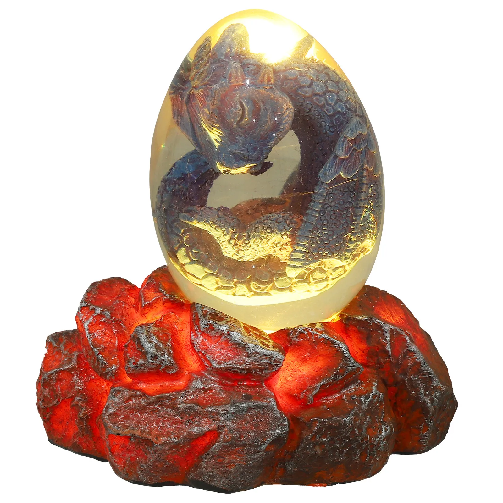 

1 set Dragon Egg With Luminous Base Resin Glowing Craft For Home Bar Cafe Decor Gift Dragon Ornament Household Decoration