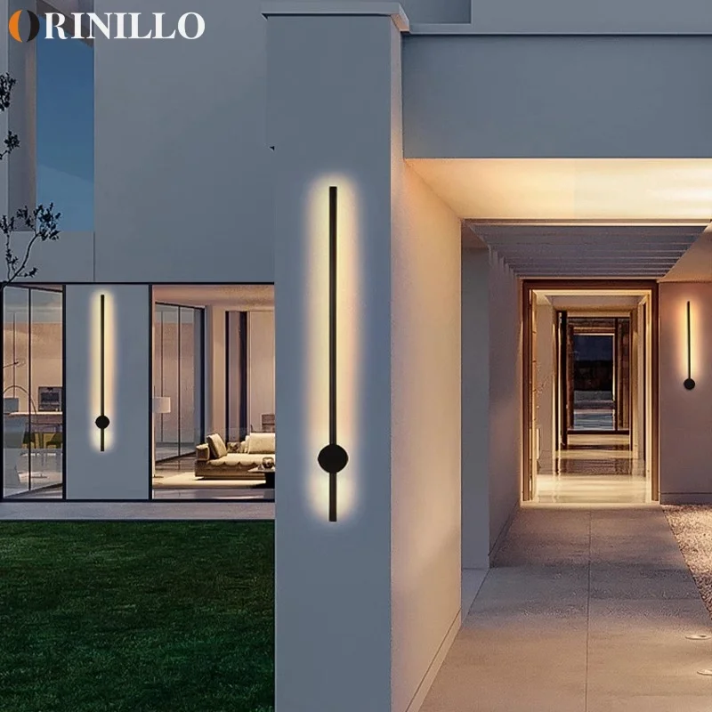 

Modern outdoor long strip wall lamp IP65 black waterproof line lamp garden courtyard gate outdoor lighting