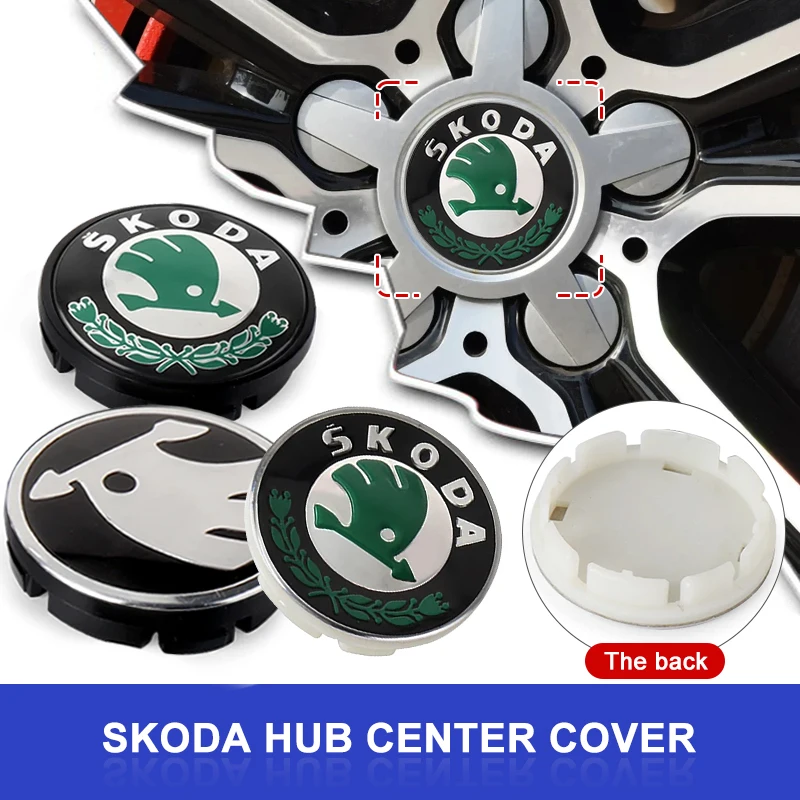 4pcs Car Wheel Center Hub Cap Sticker Auto Tire Emblem Badge Decal For Skoda Octavia MK2 MK1 2 3 A7 A8 Fabia Karoq Superb Rapid