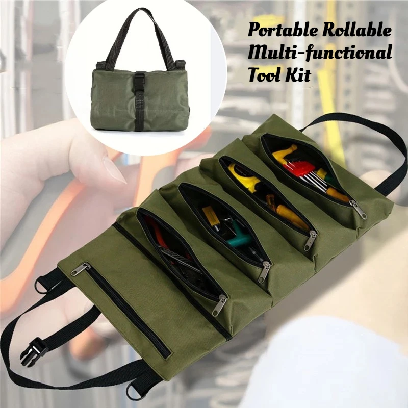 Borsa per attrezzi durevole in tessuto Oxford da 1 pezzo, portatile impermeabile multiscomparto per meccanici, elettricisti, strumenti industriali, cerniera sicura