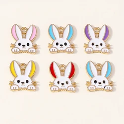 10pcs Cartoon Enamel Bunny Charms Rabbit Pendants for Necklaces Earrings Jewelry Making Accessories DIY Handmade Findings