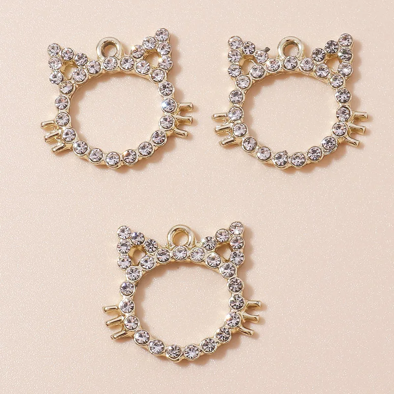 Leslie 10 Stück niedliche Anhänger, zarte Kristall-Katzenanhänger für Ohrringe, Armbänder, Halsketten, DIY-Schmuckherstellung, Zubehör, handgefertigt – Detail 4
