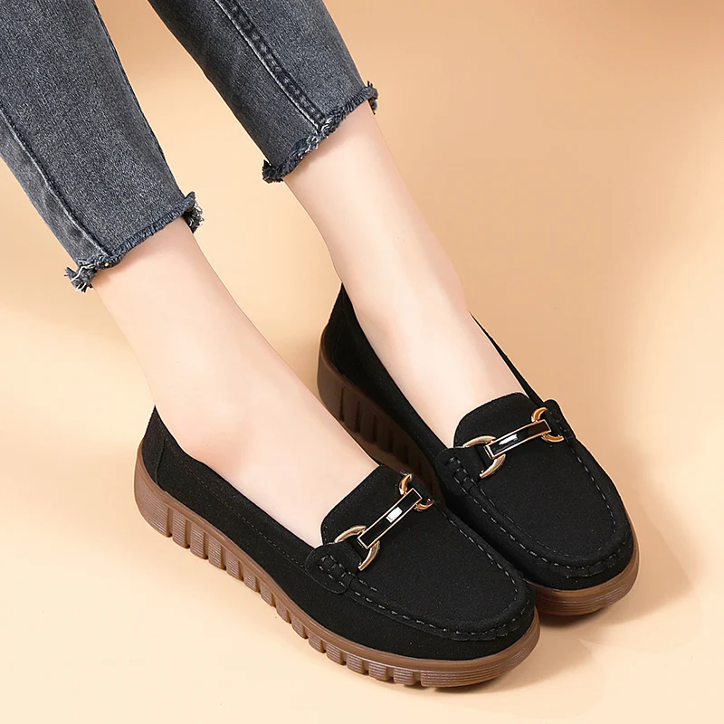 Women\'s Soft Soled Flat Shoes Spring and Autumn 2023 Mother\'s Shoes  Anti Slip Wear-resistant Casual Vulcanized Shoes