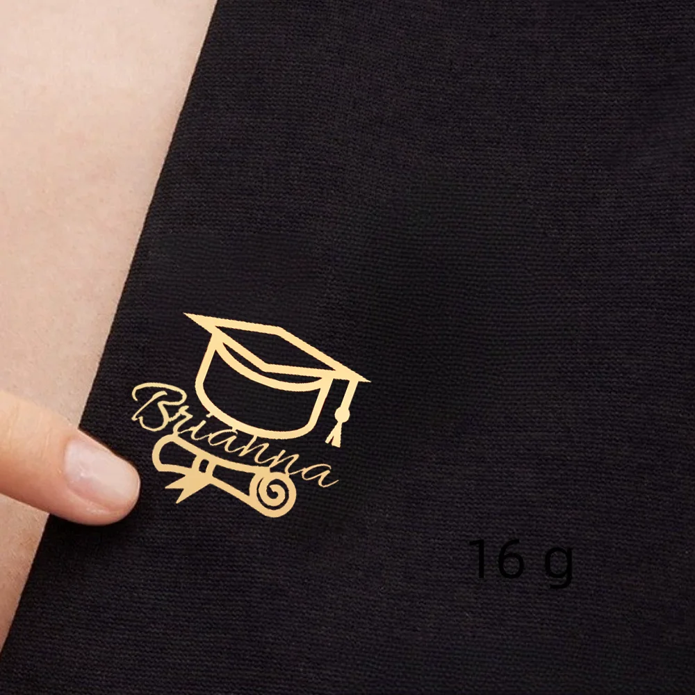 Customized Name Graduation Hat Brooch For Women Men Fashion Personalized Nameplate Button Brooch Stainless Steel Jewelry Gifts
