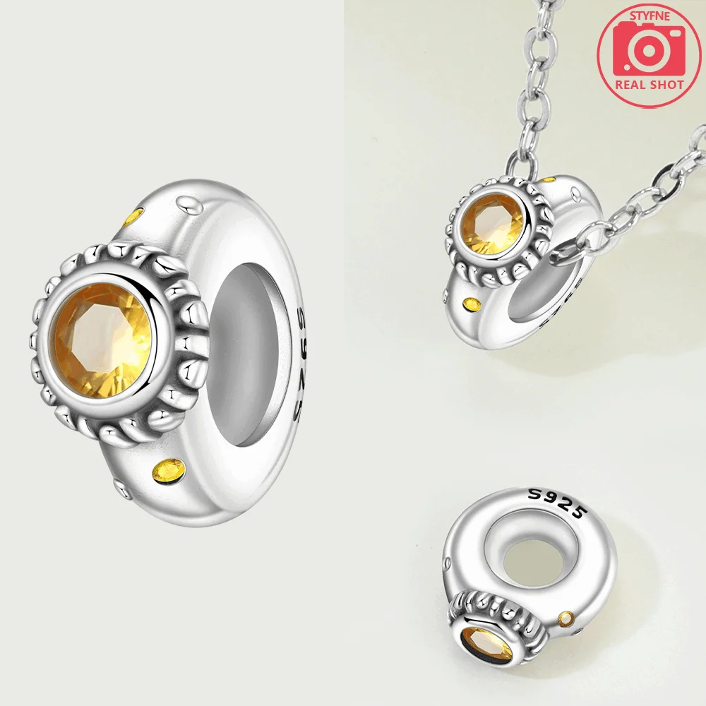 925 Sterling Silver Sun Pattern Charms Beads Fit Original Bracelets Bag Keychain Earring Pendant Diy Women Jewelry Gift
