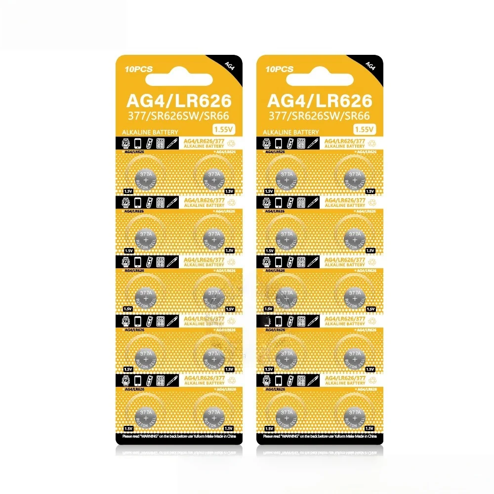 AG4 LR626 377 SR626SW 1.55V Alkaline Coin Cell Button Battery 10-100PCS For Watch Remote Calculator Toy