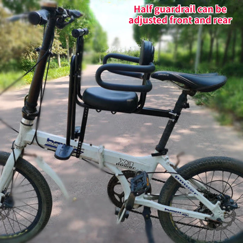 Bicycle Child Safety Seat Bike Front Baby Seat Kids Saddle with Foot Pedals Support Back Rest for MTB Road Bike Electric Bicycle