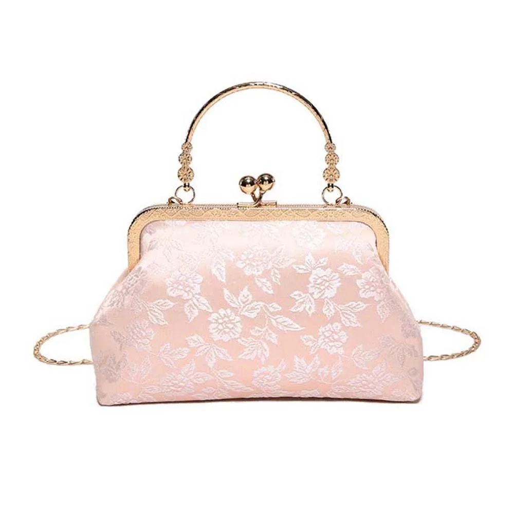 

Clasp Frame Embroidery Chinese Style Handbag Luxury Purse Hanfu Shell Handbag Polyester Large Capacity