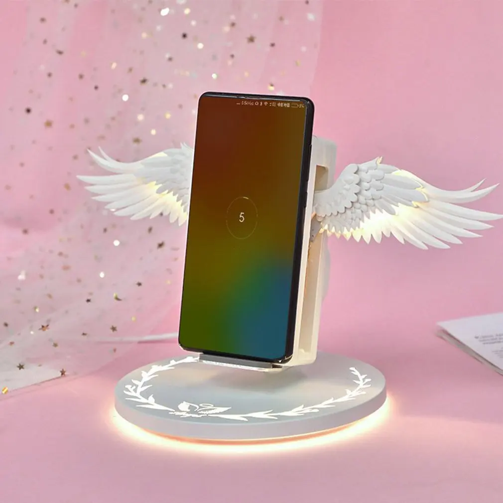 Creative Angel Wings Wireless Charger QI Wireless Charger 10W Fast Charge Vertical Mobile Phone Wireless Charger